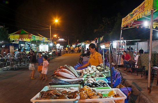 Seafood stall, night market. Phu Quoc Island, Vietnam